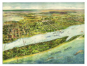 Vintage Map of Palm Beach & Lake Worth, Florida 1915