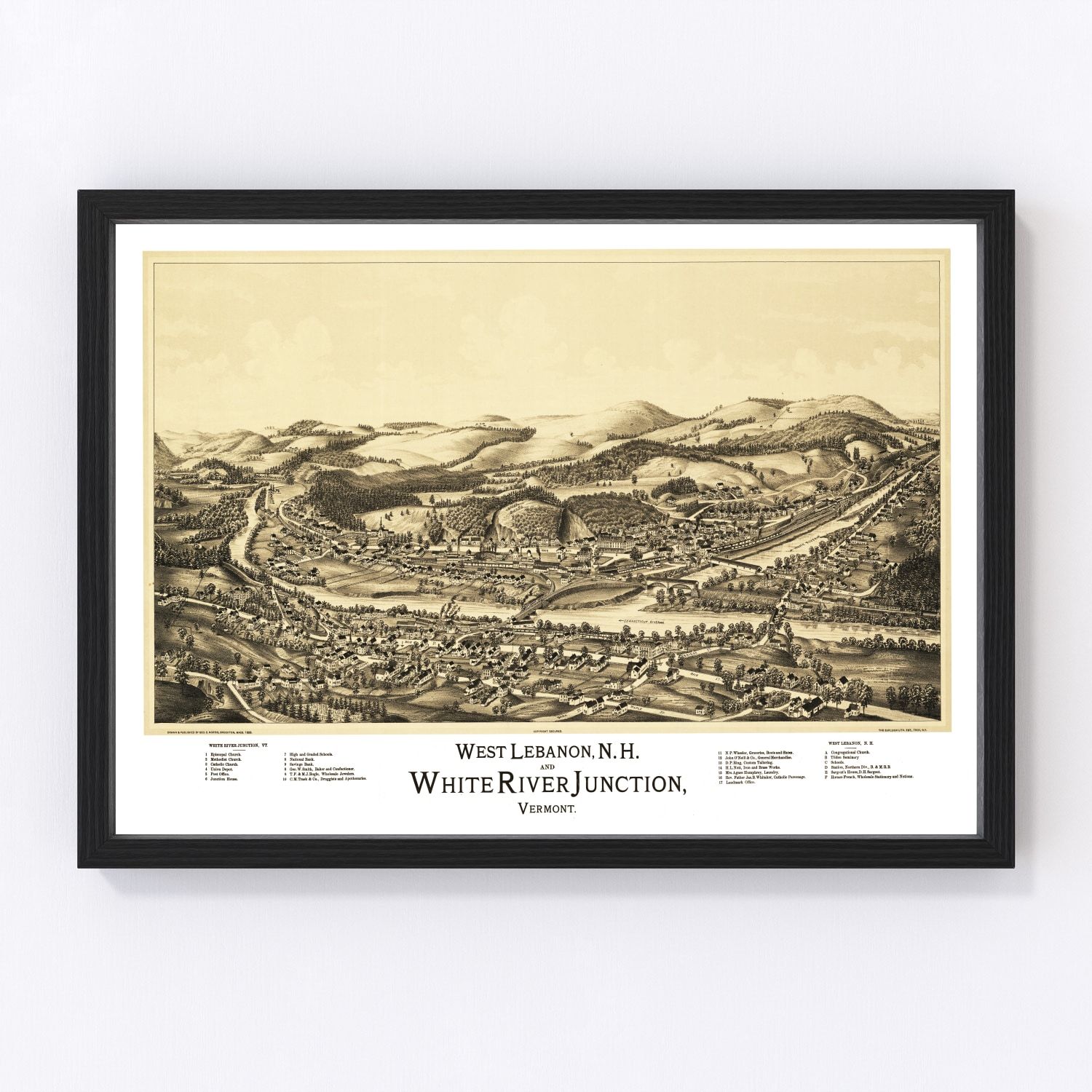 Vintage Map of West Lebanon, New Hampshire 1889