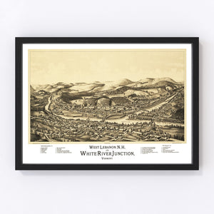 Vintage Map of West Lebanon, New Hampshire 1889