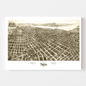 Vintage Map of Tulsa, Oklahoma 1918