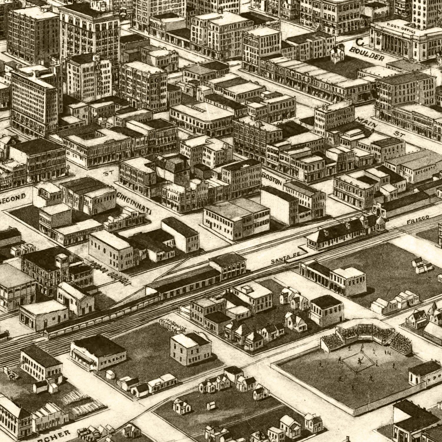 Vintage Map of Tulsa, Oklahoma 1918