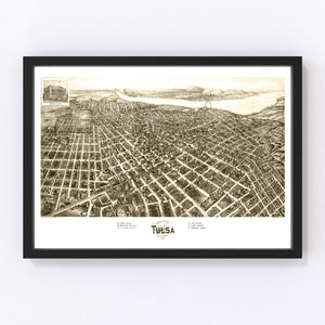 Vintage Map of Tulsa, Oklahoma 1918