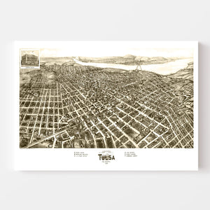 Vintage Map of Tulsa, Oklahoma 1918