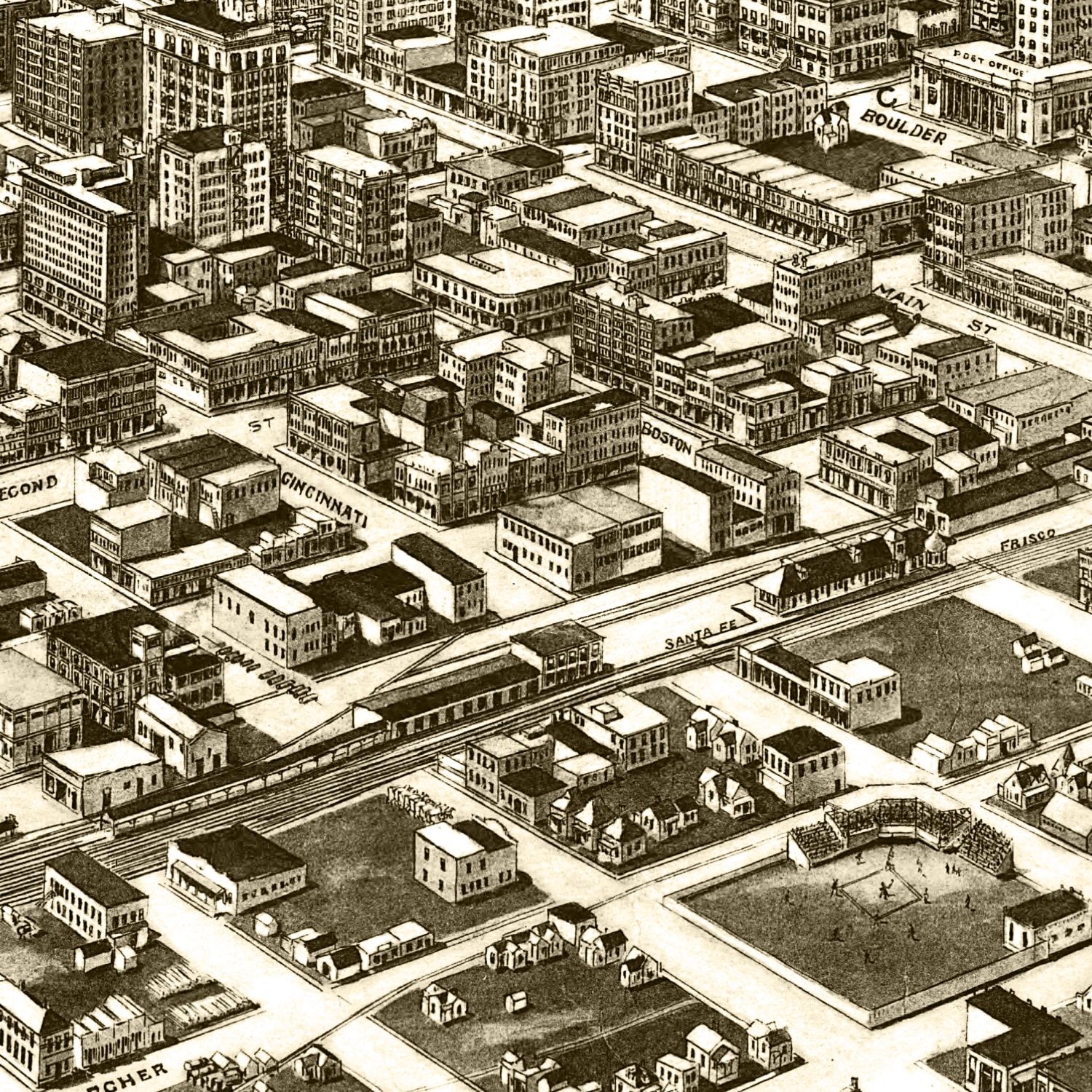 Vintage Map of Tulsa, Oklahoma 1918