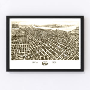 Vintage Map of Tulsa, Oklahoma 1918