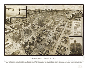 Vintage Map of Houston, Texas 1912
