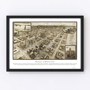Vintage Map of Houston, Texas 1912