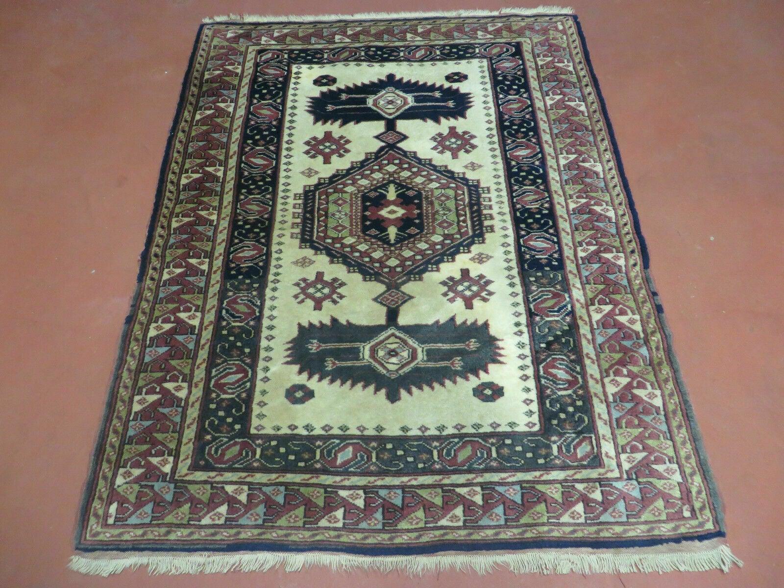 3' X 4' Vintage Handmade Turkish Geometric Oriental Wool Rug Nice