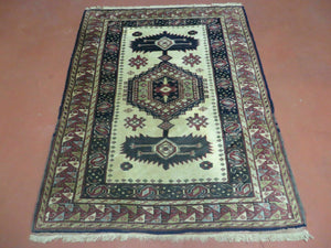 3' X 4' Vintage Handmade Turkish Geometric Oriental Wool Rug Nice