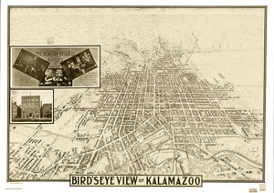 Vintage Map of Kalamazoo, Michigan 1908