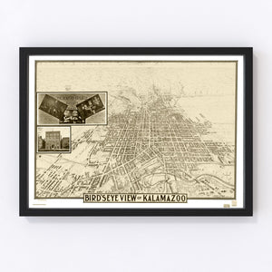 Vintage Map of Kalamazoo, Michigan 1908