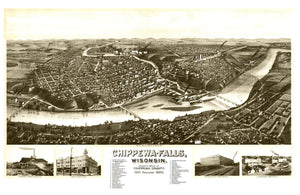 Vintage Map of Chippewa Falls, Wisconsin 1906