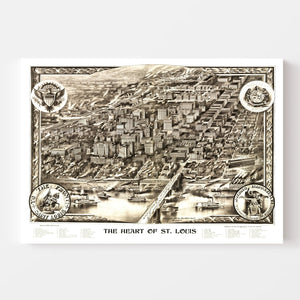 Vintage Map of St. Louis, Missouri 1907