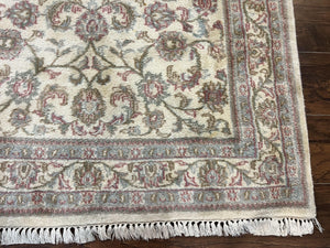 Indo Persian Rug 4x6, Vintage Handmade Wool Carpet, Floral Allover Pattern, Beige, Pair A
