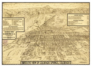 Vintage Map of Colorado Springs, Colorado 1909