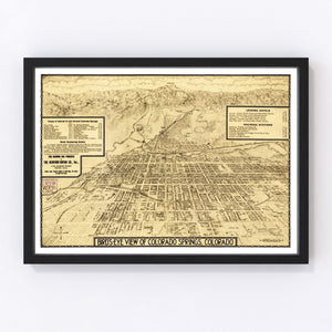 Vintage Map of Colorado Springs, Colorado 1909