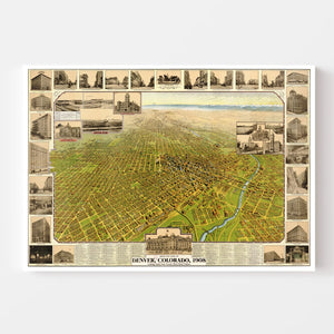 Vintage Map of Denver, Colorado 1907
