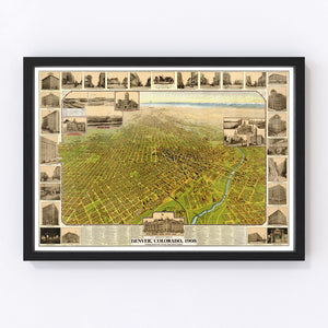 Vintage Map of Denver, Colorado 1907