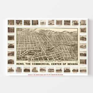 Vintage Map of Reno, Nevada 1907