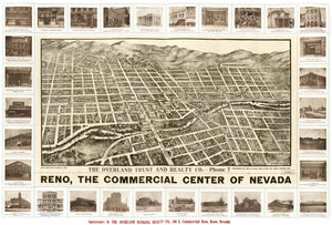 Vintage Map of Reno, Nevada 1907