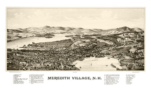 Vintage Map of Meredith Village, New Hampshire 1889