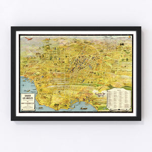 Vintage Map of Los Angeles, California 1932