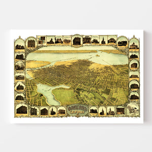 Vintage Map of Oakland, California 1900