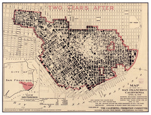 Vintage Map of San Francisco, California 1908