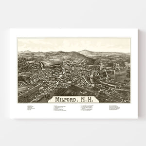 Vintage Map of Milford, New Hampshire 1886