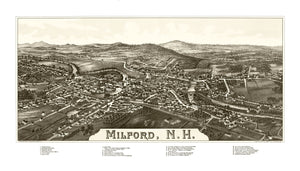Vintage Map of Milford, New Hampshire 1886