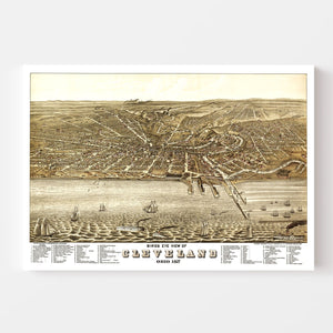 Vintage Map of Cleveland, Ohio 1877