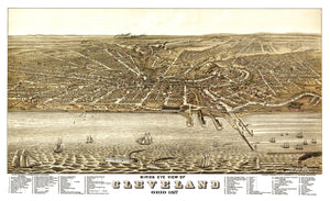 Vintage Map of Cleveland, Ohio 1877