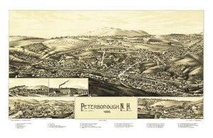 Vintage Map of Peterborough, New Hampshire 1886