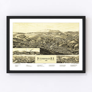 Vintage Map of Peterborough, New Hampshire 1886