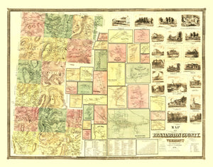 Vintage Map of Bennington County, Vermont 1856