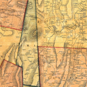 Vintage Map of Rutland County, Vermont 1854