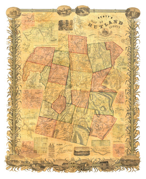 Vintage Map of Rutland County, Vermont 1854