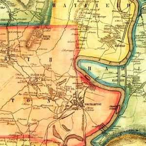 Vintage Map of Hampshire County, Massachusetts 1854