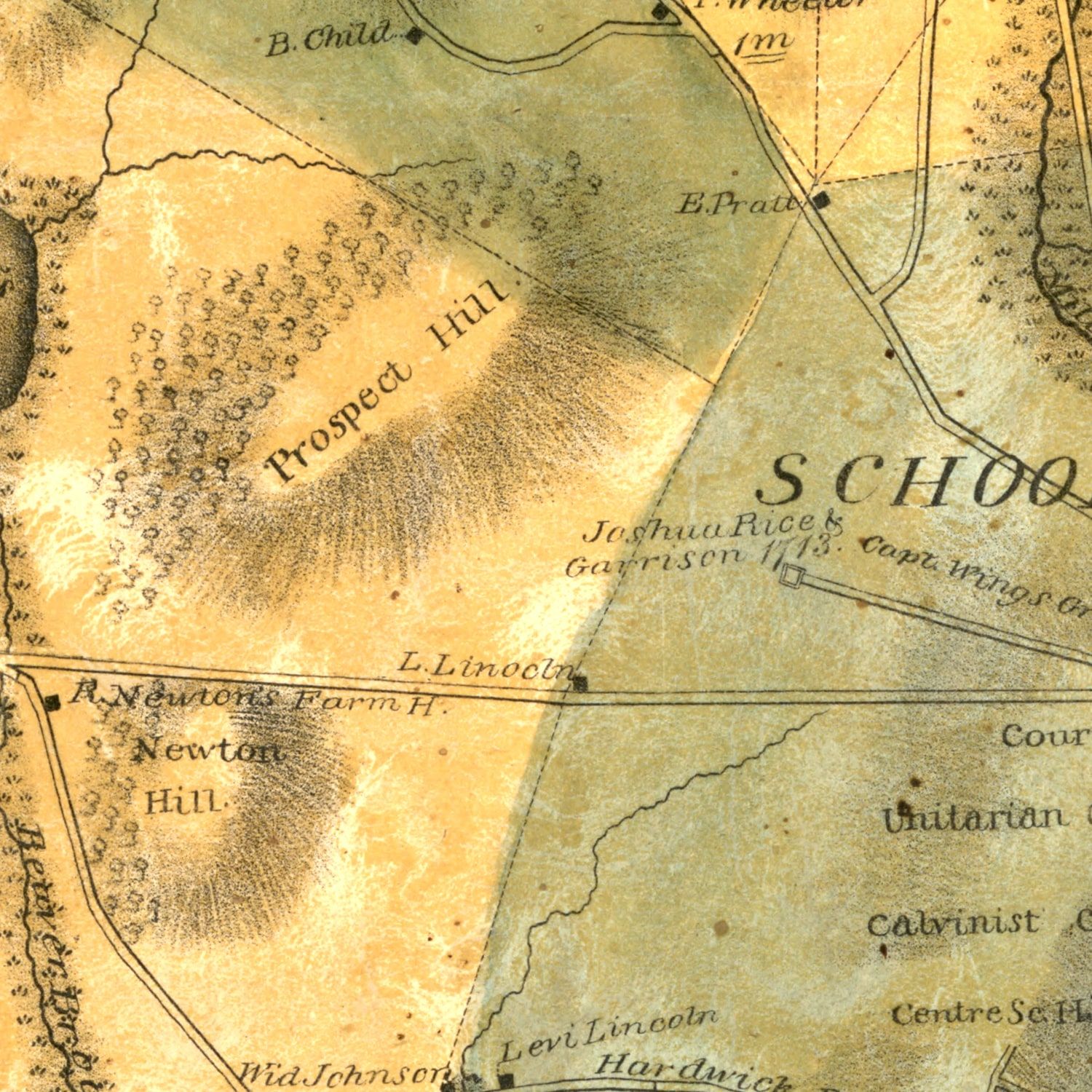 Vintage Map of Worcester County, Massachusetts 1833