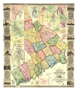 Vintage Map of Fairfield County, Connecticut 1856