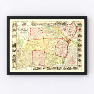 Vintage Map of Albany County, New York 1854