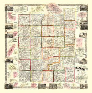 Vintage Map of Allegany County, New York 1856
