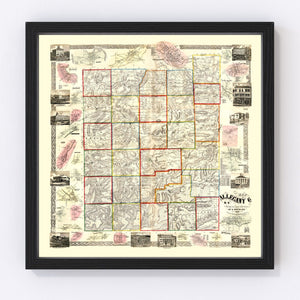 Vintage Map of Allegany County, New York 1856