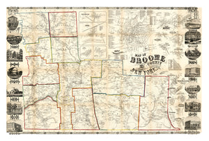 Vintage Map of Broome County, New York 1855
