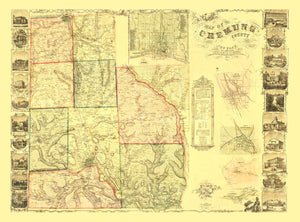 Vintage Map of Chemung County, New York 1853