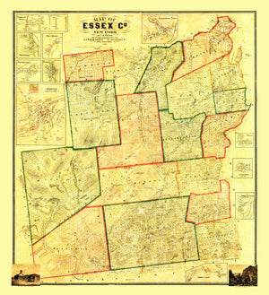 Vintage Map of Essex County, New York 1858