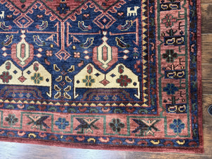 Persian Tribal Heriz Design Rug 6x9, Pottery Barn Rug, Hand Knotted Wool Vintage Rug