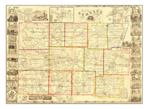 Vintage Map of Genesee County, New York 1854
