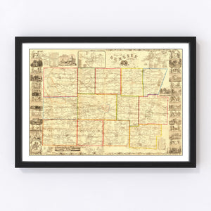 Vintage Map of Genesee County, New York 1854