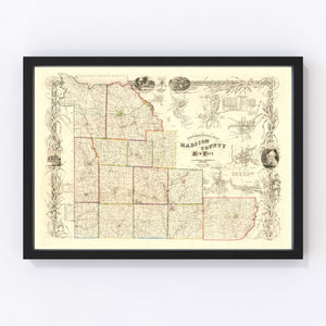 Vintage Map of Madison County, New York 1853